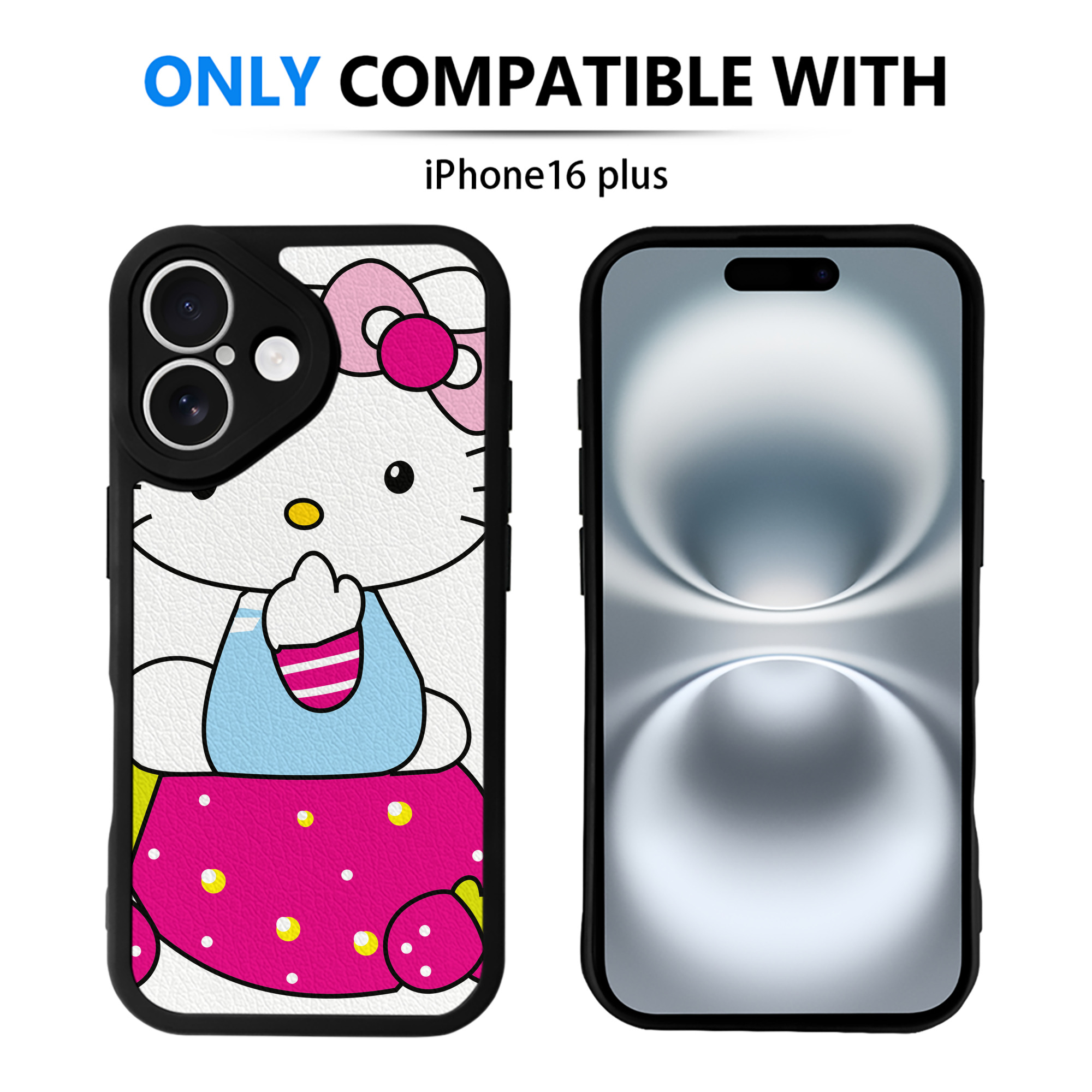 （画像用） Hello Kitty ハローキティ 【iPhone 16シリーズ対応】シリコンスマホケース（レザー調） 材質：シリコン